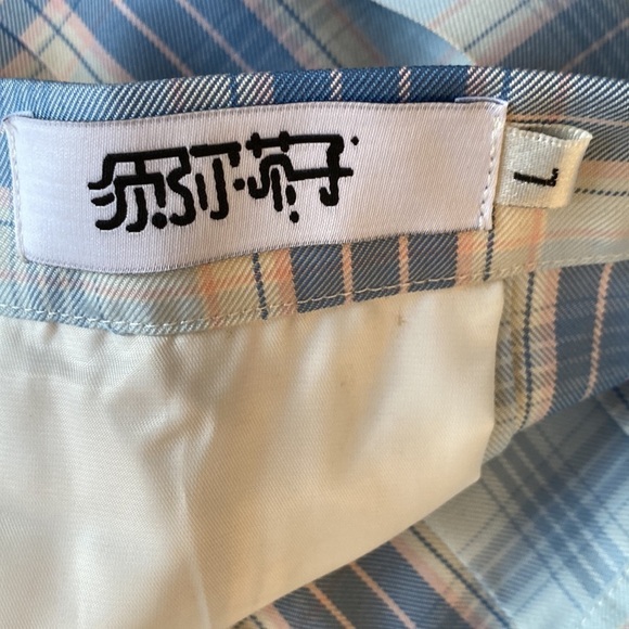 Lolita Pleated School Girl Mini Skirt Blue Pink Hair Bow Women’s Size 26 NWT - Picture 6 of 10